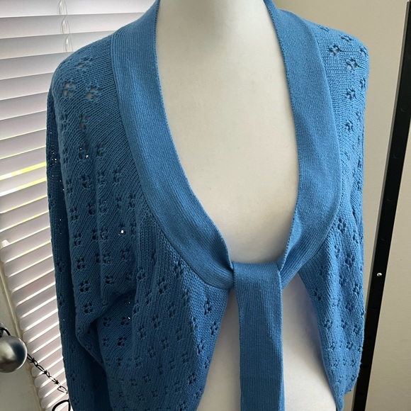 GRACE ELEMENTS PRE-LOVED BABY BLUE SHORT SLEEVES KNIT SHRUG - Picture 3 of 13